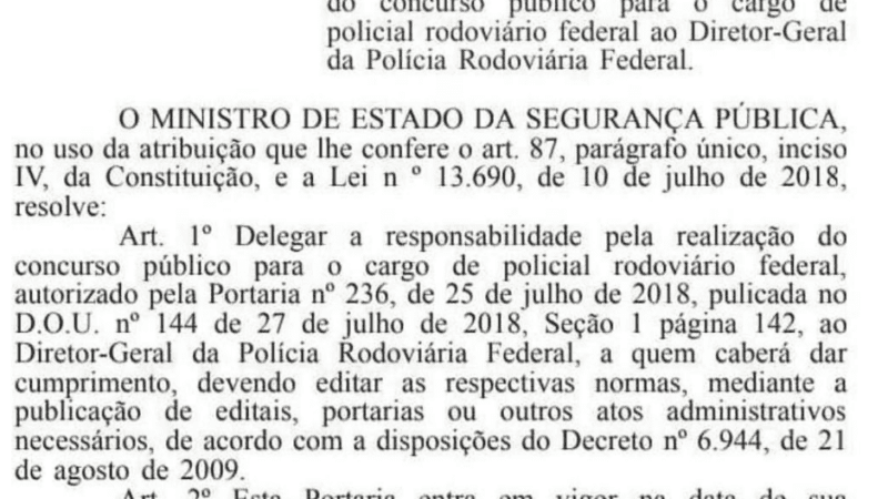 Concurso PRF: Diretor-geral já pode publicar edital